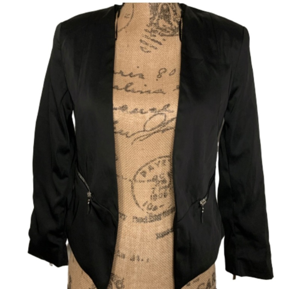 Piazza Italia black dress open front blazer